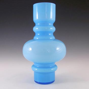 Swedish / Scandinavian 1970\'s Blue Cased Glass Hooped Vase