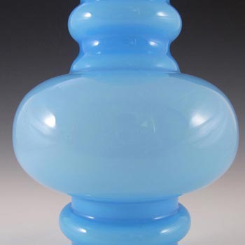 Swedish / Scandinavian 1970's Blue Cased Glass Hooped Vase