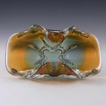 Chribska Czech Blue & Orange Glass Bowl by Josef Hospodka