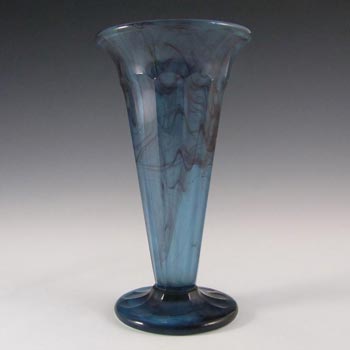 Davidson #51 British Art Deco Blue Cloud Glass Vase