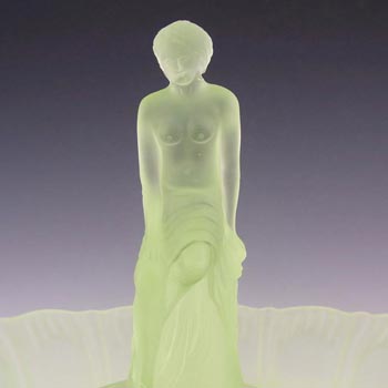 Sowerby Art Deco Uranium Glass Nude Lady Centerpiece Set