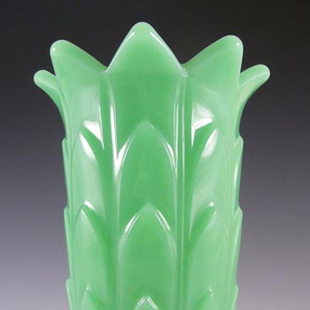 Art Deco 1930's Jade Green Pressed Glass Vase