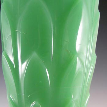 Art Deco 1930's Jade Green Pressed Glass Vase