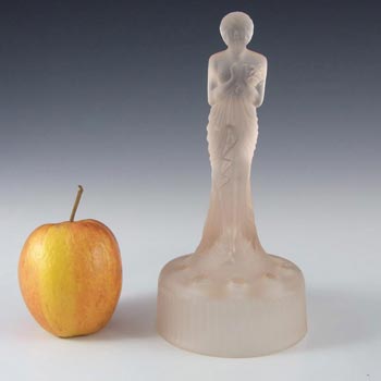 Sowerby Art Deco Frosted Pink Glass Nude Lady Figurine