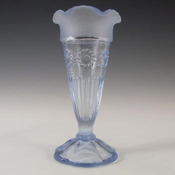 Bagley #3187 Art Deco 6" Vintage Blue Glass 'Katherine' Vase