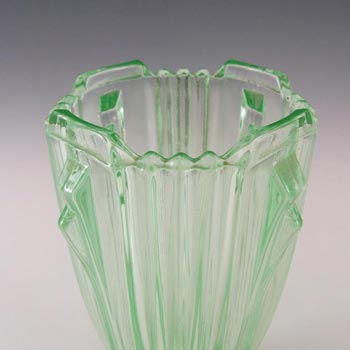Bagley #3057 Art Deco 5.75" Vintage Green Glass 'Bedford' Vase