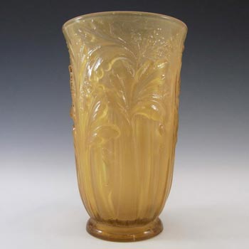 Jobling #11800 1930\'s Amber Art Deco Glass Celery Vase