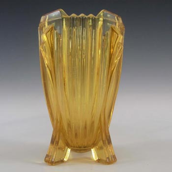 Bagley #3057 Art Deco 5.75\" Vintage Amber Glass \'Bedford\' Vase