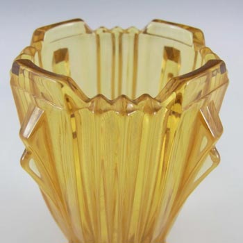 Bagley #3057 Art Deco 5.75" Vintage Amber Glass 'Bedford' Vase