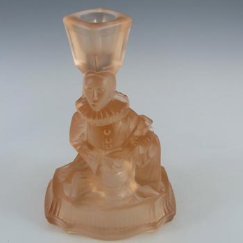 (image for) Walther & Söhne Art Deco Glass Pierrot & Pierrette Candlestick - Click Image to Close