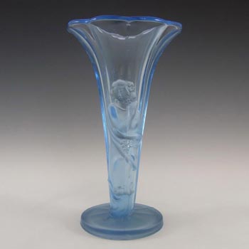 Czech 1930's Art Deco Blue Glass Oriental Lady Vase