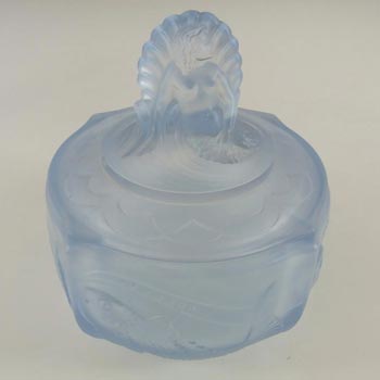 Walther & Söhne Art Deco Blue Glass 'Nymphen' Trinket Bowl Small