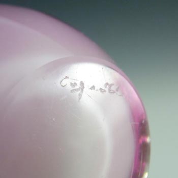 Flygsfors Coquille Pink Glass 3.5" Bowl by Paul Kedelv - Signed '58