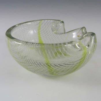 Harrachov Czech Green + White Lattice Glass 'Harrtil' Bowl