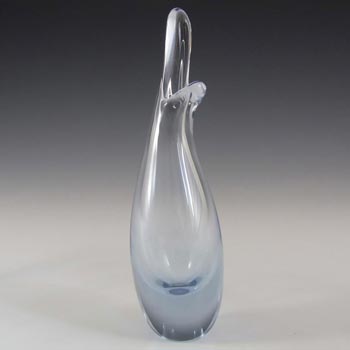 Holmegaard #15272 Per Lutken Blue Glass 'Duckling' 6.5" Vase - Signed