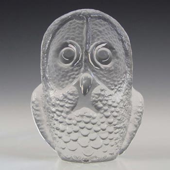 Mats Jonasson / Kosta #93056 Glass Owl Paperweight - Signed