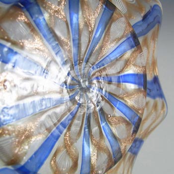 Salviati Murano Zanfirico & Aventurine Blue Glass Plate #2