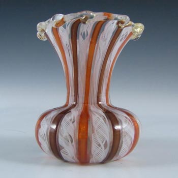 Murano 1950\'s Zanfirico Lattice Filigree Glass Vase