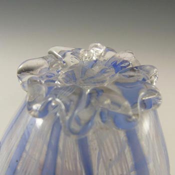 Murano Blue & White Glass Zanfirico Filigree Vase