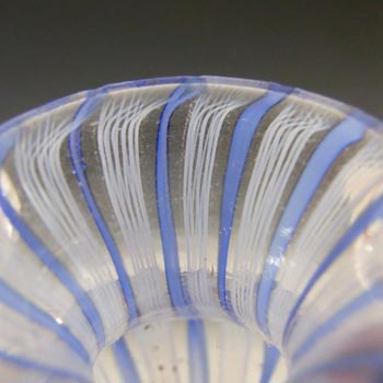 Murano Blue & White Glass Zanfirico Filigree Vase
