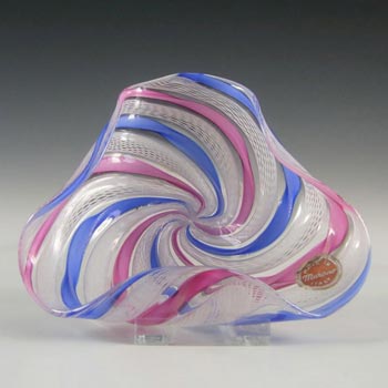 Murano 1950's Zanfirico Lattice Filigree Glass Bowl