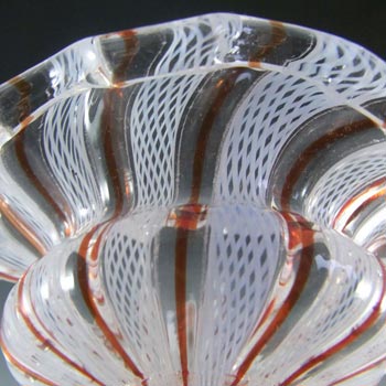 Murano 1950's Zanfirico Lattice Filigree Glass Bowl