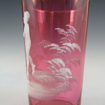 Mary Gregory Bohemian Hand Enamelled Pink Glass Tumbler