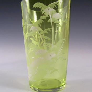 Mary Gregory Bohemian Hand Enamelled Green Glass Tumbler #2