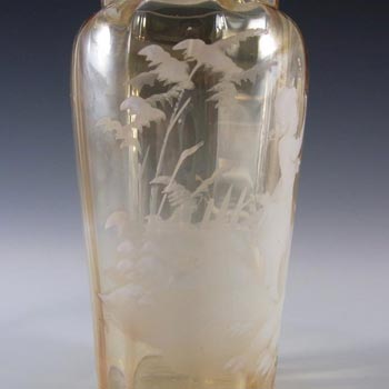 Mary Gregory Bohemian Hand Enamelled Amber Glass Vase