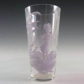 Mary Gregory Bohemian Hand Enamelled Clear Glass Tumbler