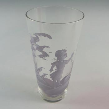 Mary Gregory Bohemian Hand Enamelled Clear Glass Tumbler