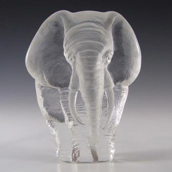 Mats Jonasson / Royal Krona #33139 Glass Elephant Paperweight - Signed
