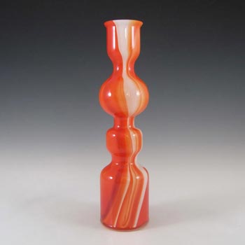 Carlo Moretti Marbled Red & White Murano Glass 9.5" Vase