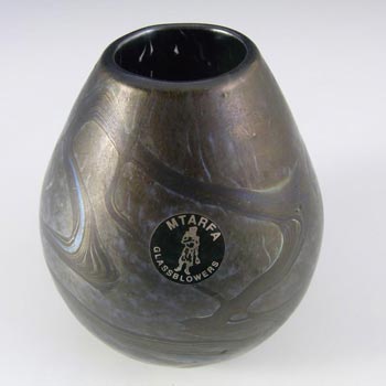 Mtarfa Maltese Blue & Grey Iridescent Glass Vase - Signed
