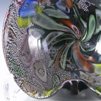 Fratelli Toso? Murano Silver Leaf & Coloured Canes Black Glass Bowl