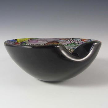 Fratelli Toso? Murano Silver Leaf & Coloured Canes Black Glass Bowl
