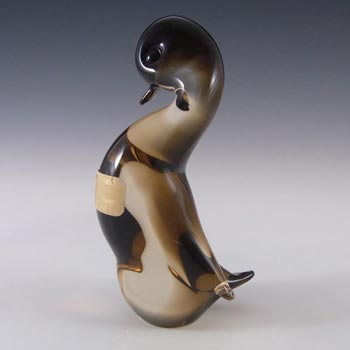 V. Nason & Co Murano Amber Glass Duck Sculpture - Label