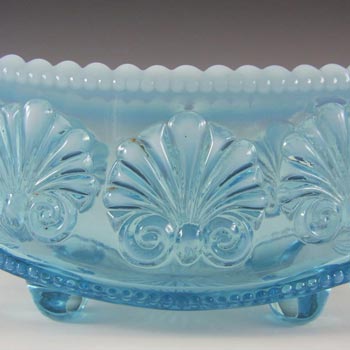 Davidson 1900s Blue Pearline Glass War of the Roses Bowl
