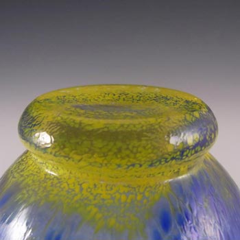 Skruf Swedish Blue + Yellow Glass Vase - Labelled
