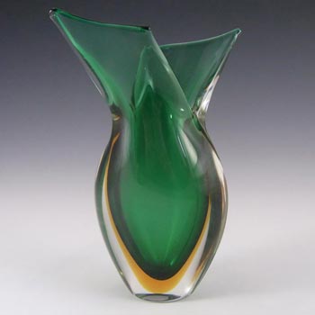 (image for) Murano/Venetian Green & Amber Sommerso Glass Vase