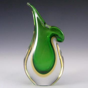 Murano/Venetian Green & Amber Sommerso Glass Vase