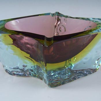 Mandruzzato Murano/Sommerso Textured Pink Glass Bowl