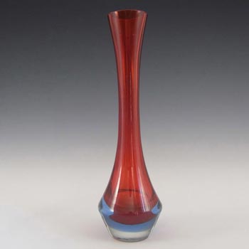 (image for) Murano/Sommerso 1950's Red & Blue Glass Stem Vase