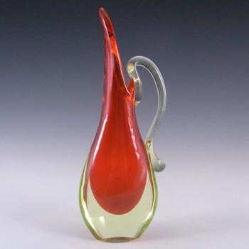 Murano/Venetian Red & Uranium Green Sommerso Glass Jug/Vase