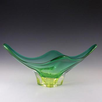 HUGE Murano / Venetian Uranium Green Sommerso Glass Bowl