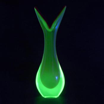 (image for) Murano/Venetian Red & Uranium Green Sommerso Glass Vase