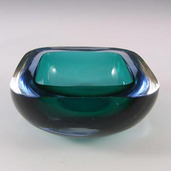 Murano Geode Turquoise & Blue Sommerso Glass Square Bowl