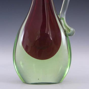 Murano/Venetian Red & Uranium Sommerso Glass Vase/Jug