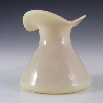 Victorian Uranium Custard Glass Pink & Ivory Cased Vase