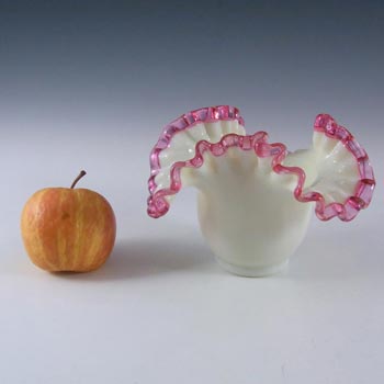 Victorian Uranium Custard Glass Pink & Ivory Antique Vase